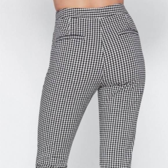 Lucy Wang Make It Fair Gingham Trouser Pants, Small, Black And White, NWT - Picture 4 of 14